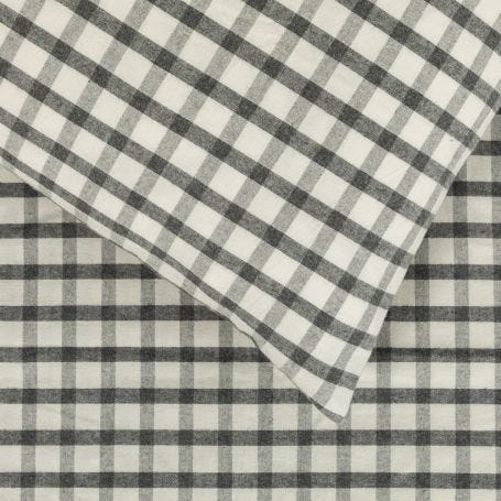 Organic Recycled Check Black/White Bed Linen Set Single