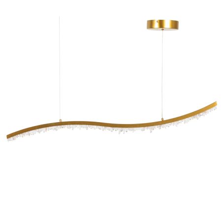 Rock Crystal LED Pendant Light Brushed Gold