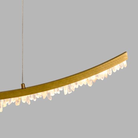 Rock Crystal LED Pendant Light Brushed Gold