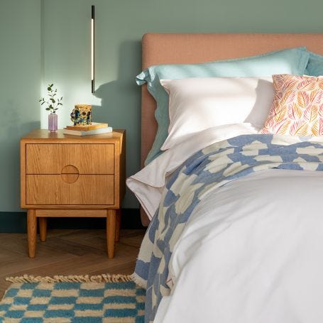 Organic Cotton Percale Pink Piped Edge White Bed Linen