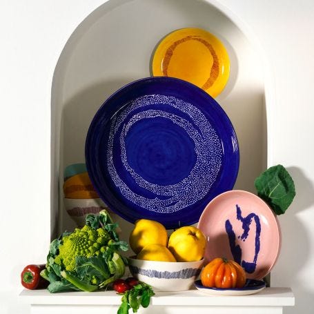 Ottolenghi Feast Dots Serving Plate Blue and White Medium