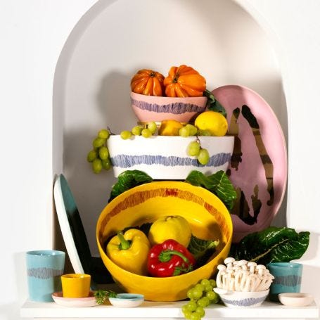 Ottolenghi Feast Swirl Salad Bowl Yellow and Red