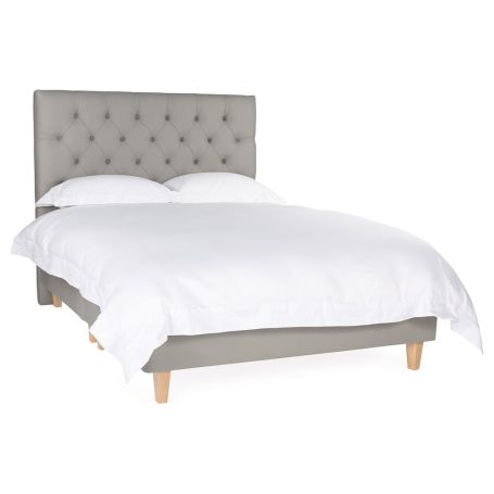 DIVAN ONLY Shallow Divan (with Balmoral Headboard) upholstered in Cotton Cloud with Light Solid Wood feet