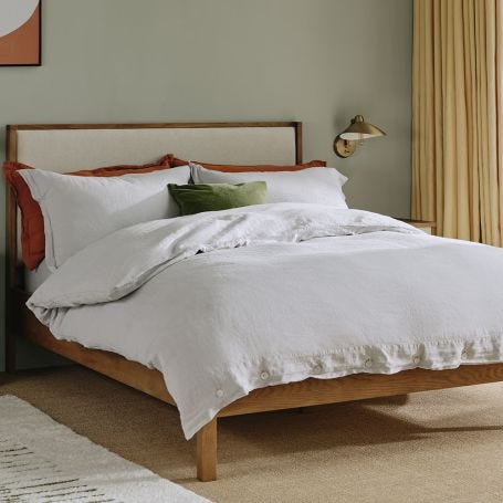Washed Linen Grey Fitted Sheet Double