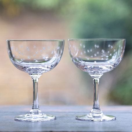 Champagne Saucers Stars Set of 2