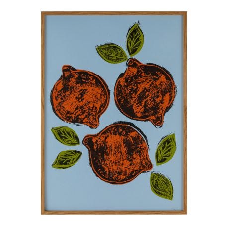 Frutetto Arancia on Light Blue Print 50 x 70cm