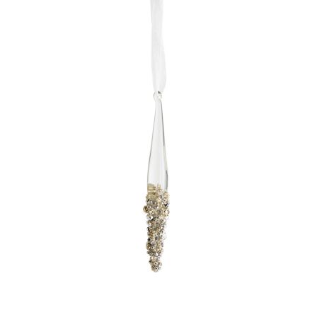 Treasure Clear Pointed Drop Decoration with Encrusted Bottom