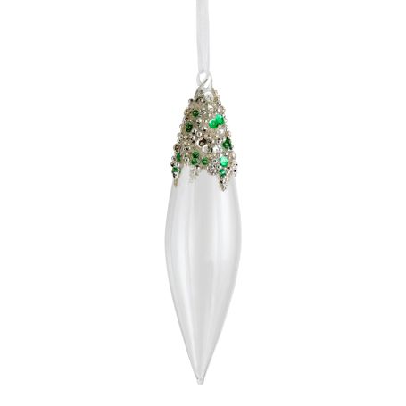 Treasure Green Pointed Drop Decoration with Encrusted Top