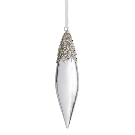 Treasure Silver Pointed Drop Decoration with Encrusted Top
