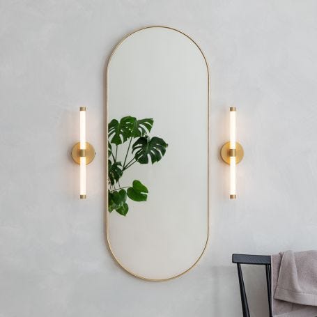 Tubular LED Bathroom Wall Light Gold