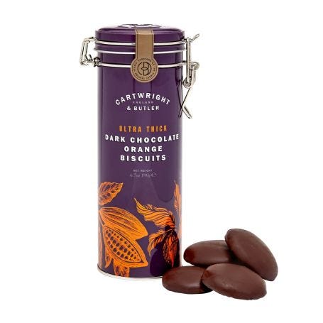 Ultra Thick Dark Chocolate Orange Biscuits in Tin