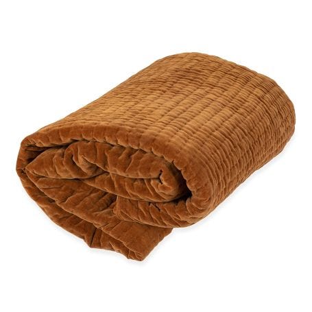 Kantha Velvet Bedspread Toffee