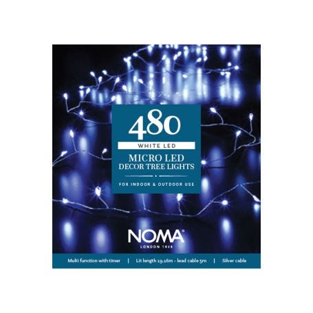 White 480 LED Indoor or Outdoor Micro String Lights Silver Cable