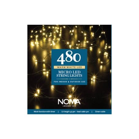 Warm White 480 LED Indoor or Outdoor Micro String Lights Green Cable