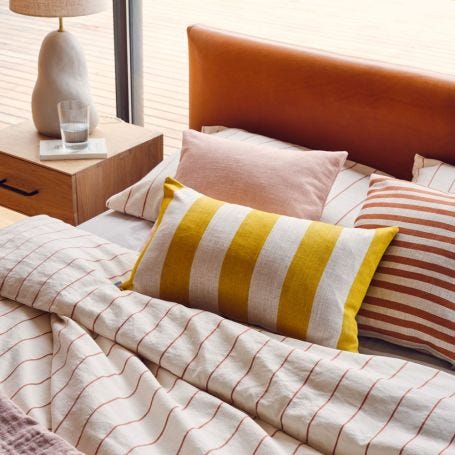 Washed Cotton Orange & White Stripe Bed Linen