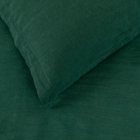 Washed Linen Forest Green Fitted Sheet King