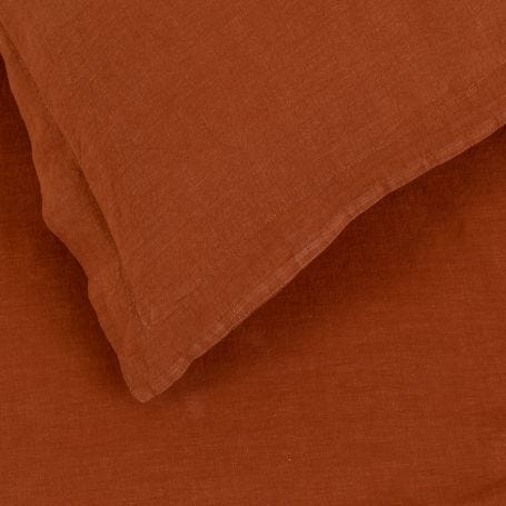Washed Linen Cinnamon Fitted Sheet Double