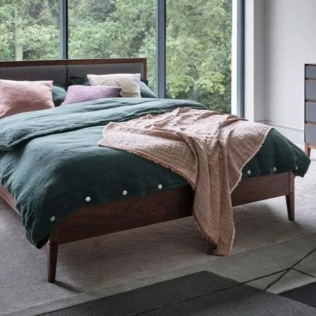 Washed Linen Forest Green Fitted Sheet Super King