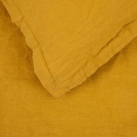 Washed Linen Mustard Fitted Sheet King