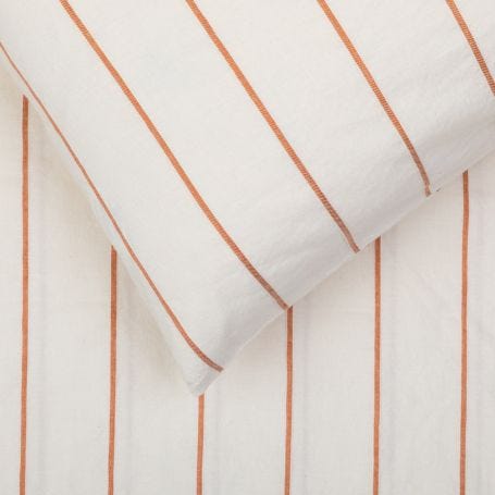 Washed Cotton Orange & White Stripe Bed Linen
