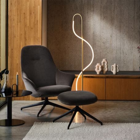 Wave LED Floor Lamp Satin Gold
