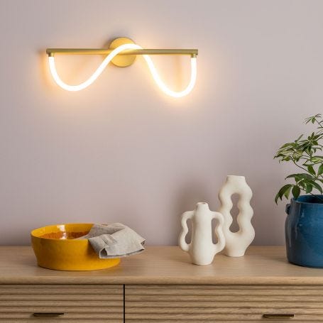 Wave LED Wall Light Satin Gold