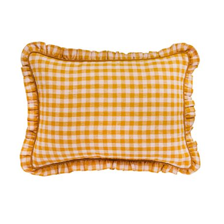 Wes Gingham Cushion Mustard 35 x 55cm