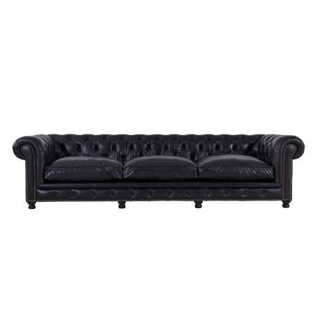 Westminster Feather Sofa 4 Seater Destroyed Black