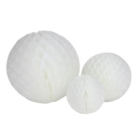 Honeycomb Ball Decoration White Set of 3