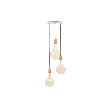 Small White Canopy With 3 Pendants and 3 Voronoi II Bulbs