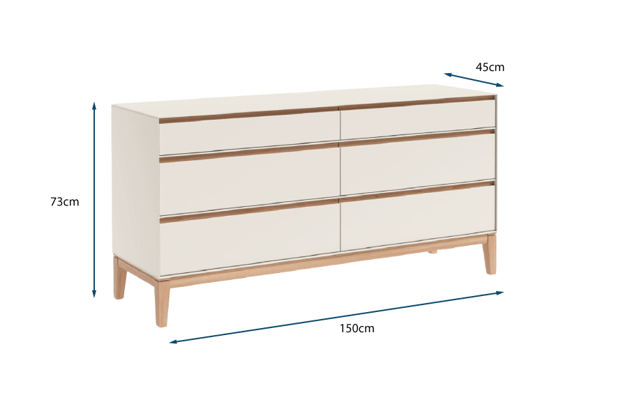 Lars 6 Drawer Chest Wide Cashmere Lars 6 Drawer Chest Wide Cashmere