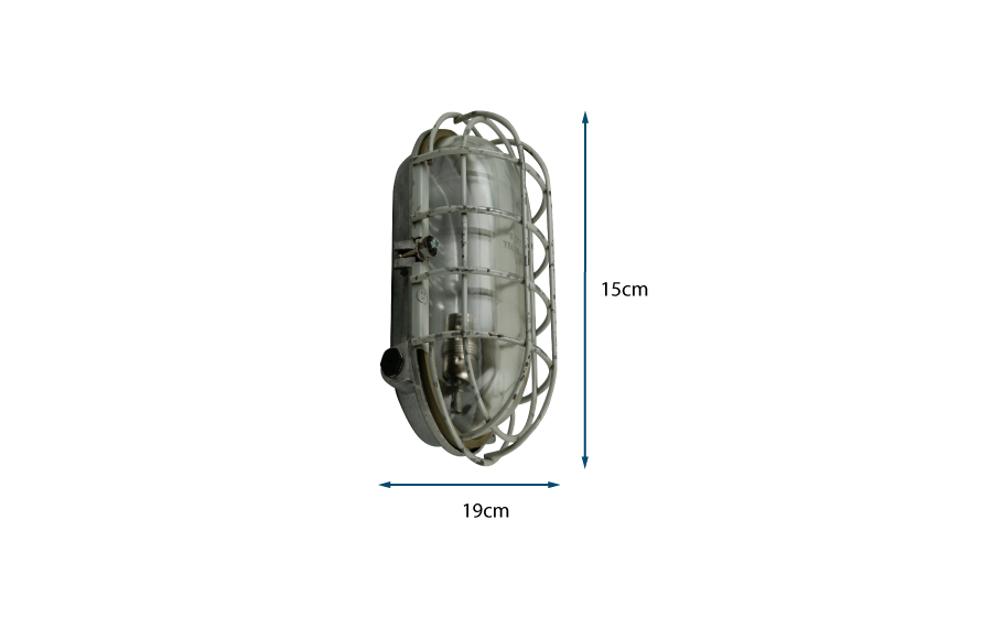 Vintage 1970s Oval Industrial Caged Bulkhead Wall Light Vintage 1970s Oval Industrial Caged Bulkhead Wall Light