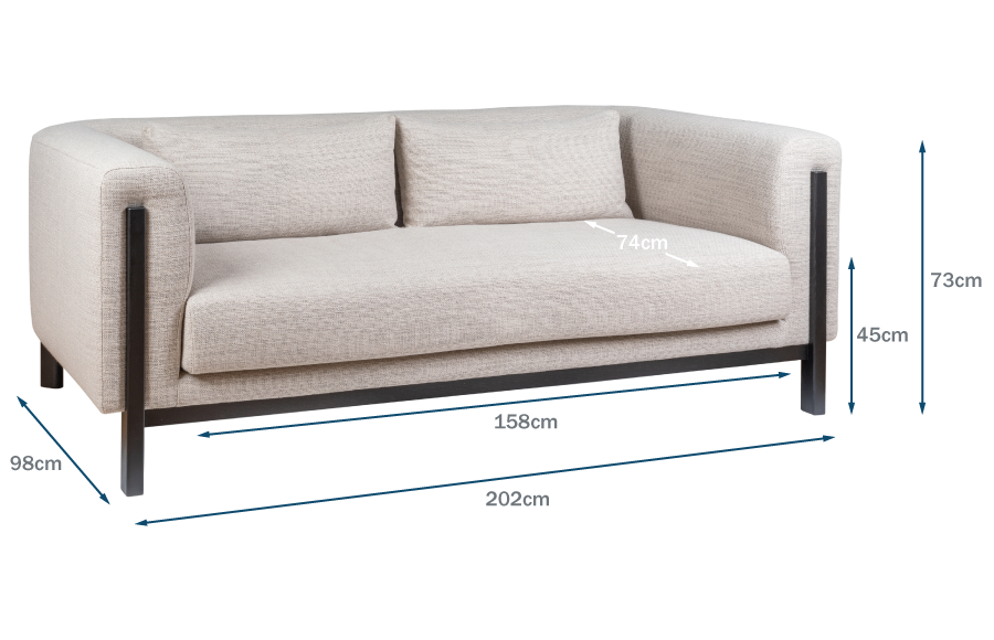 Massimo 3 Seater Technical Drawing