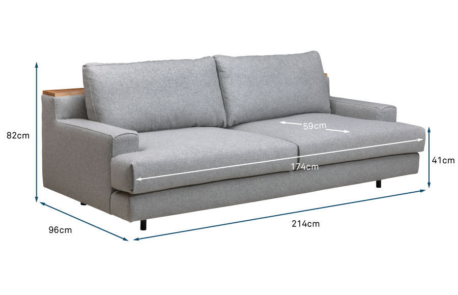 Orso 3 Seater Sofa with Back Shelf
