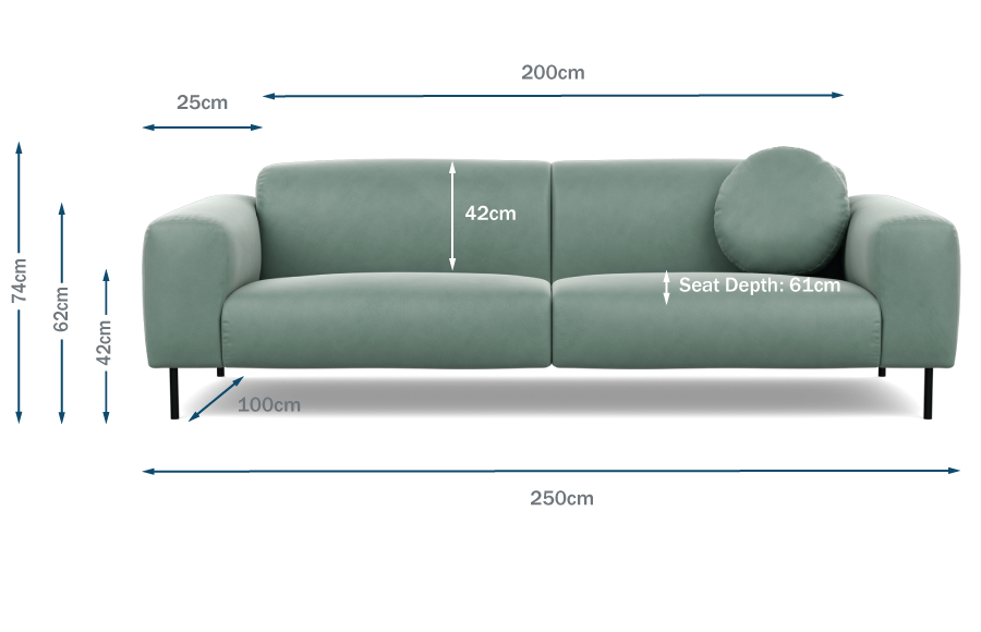 Luna 4 Seater Sofa Technical Drawing