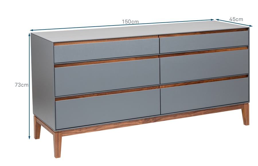 Lars 6 Drawer Chest Wide 