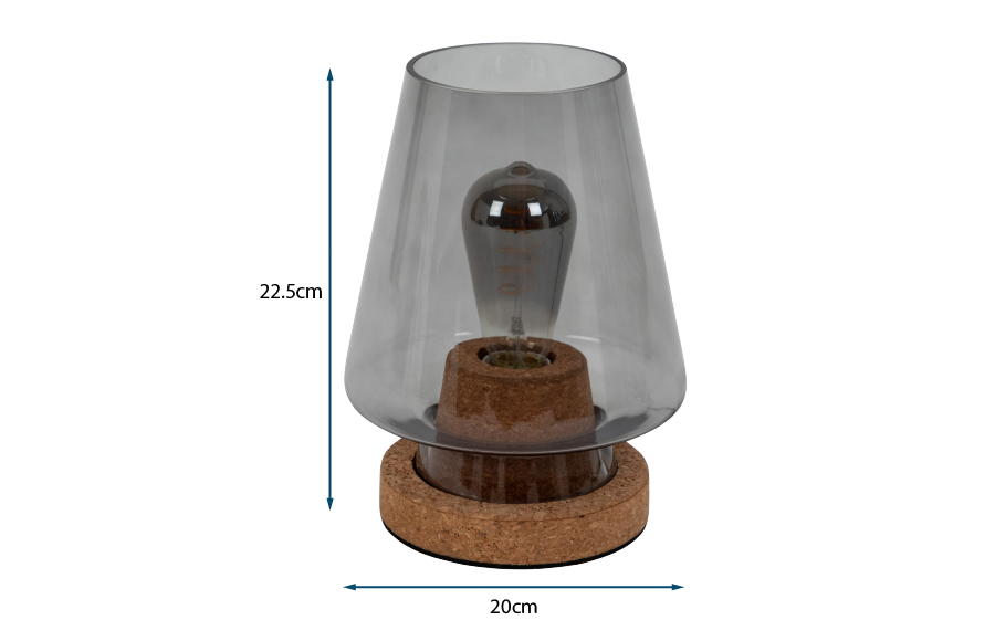 Arden Glass and Cork Table Lamp Smoke Arden Glass and Cork Table Lamp Smoke