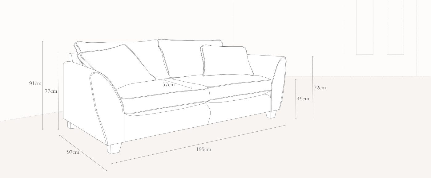 Torino 3 Seater Technical Drawing