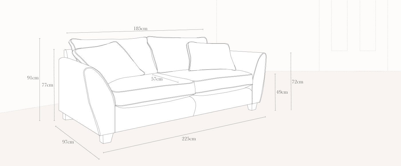 Torino 3 Seater Technical Drawing