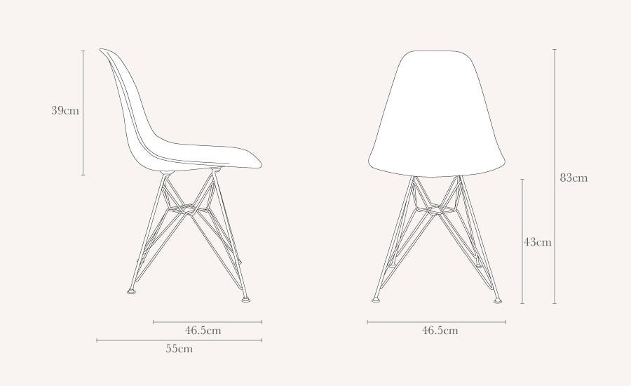 Vitra Eames Dsr Plastic Chair Heal S, Eames Armchair Dimensions