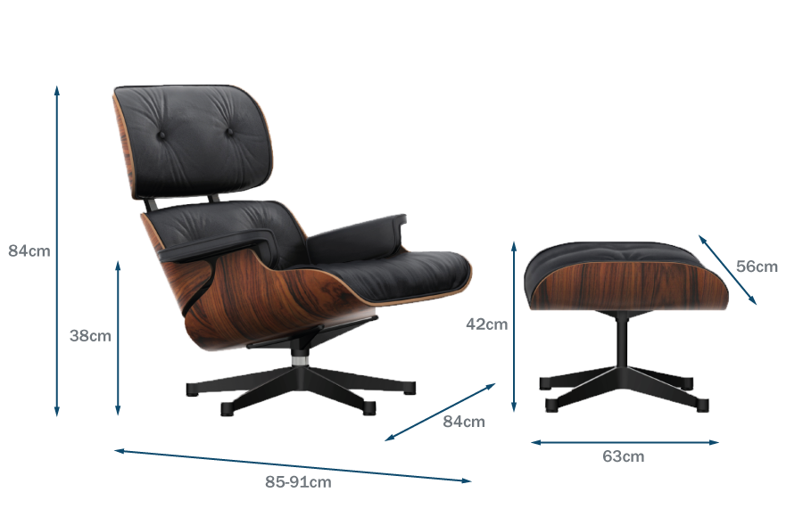 Eames Lounge Chair & Ottoman Classic Dimensions Technical