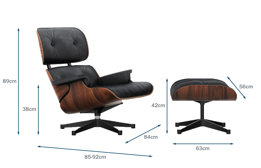 Eames Lounge Chair & Ottoman New Dimensions Technical
